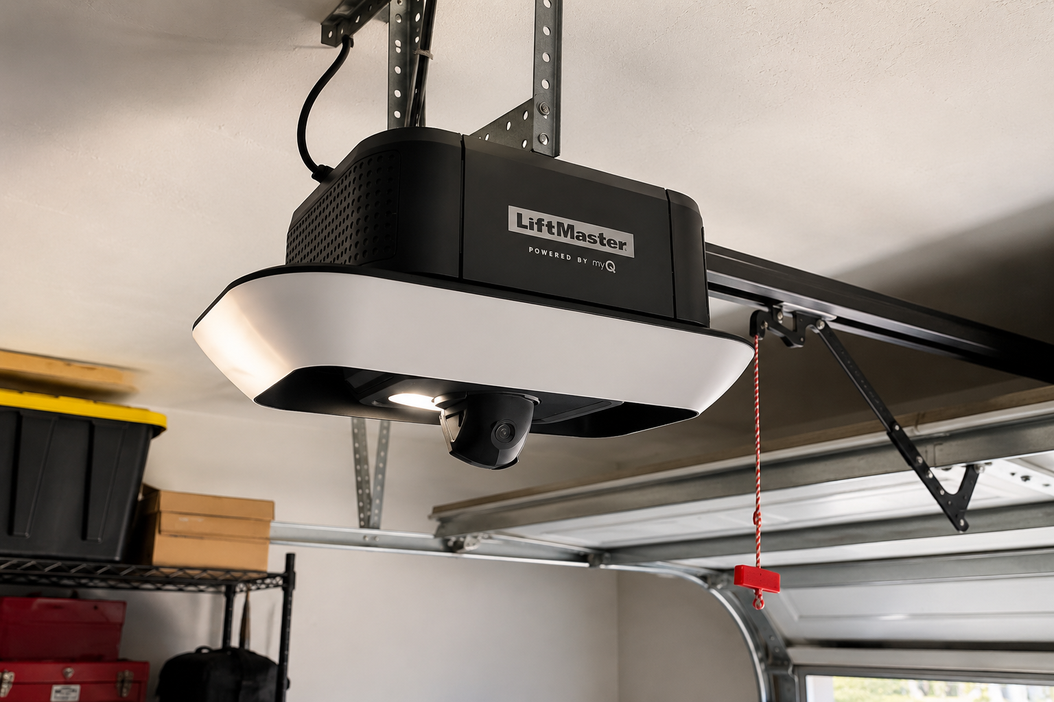 LiftMaster WiFi belt drive opener installed in a Castro Valley foothill family-home garage